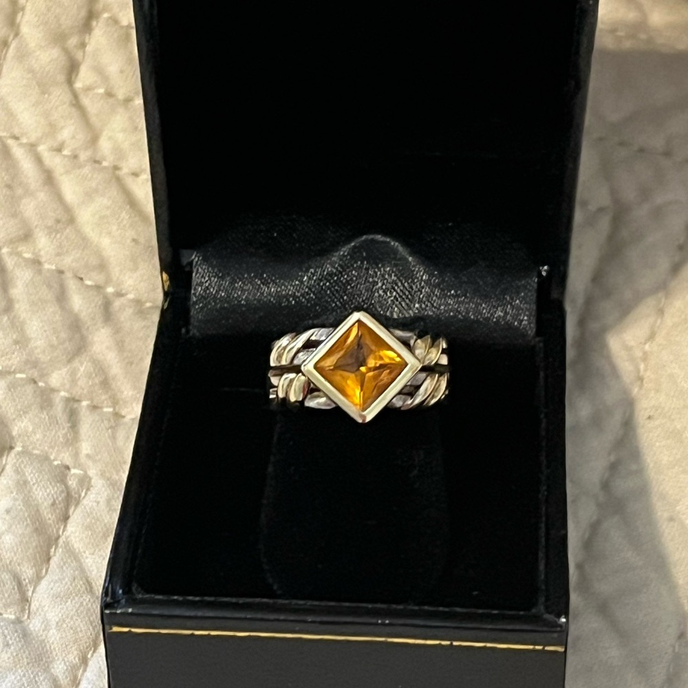 Lorenzo Sterling Silver 18k accents yellow topaz ring.